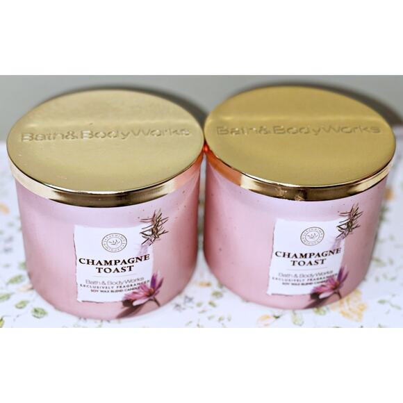 Lot of 2 Bath & Body Works Champagne Toast Large 3-Wick Scented Candle 14.5oz - Picture 3 of 5